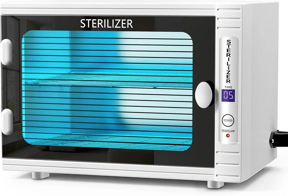 Professional U&V Nail Tool Cabinet, 12L U&V Sanitizer Box U&V Light Nail Tool Cleaning Machine with Time Setting, U&V Light Equipment for Esthetician,Manicurist,Spa,Tattoo,Barber&Salon