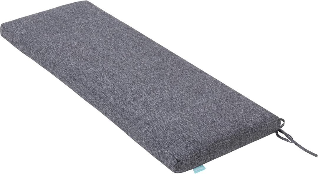 QILLOWAY Indoor/Outdoor Bench Cushion, Thick Upholstery Foam Couch Swing Pads with Ties,48-Inches,Charcoal Grey/Black.