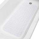 Extra-Long Non-Slip Bathtub & Shower Mat 39”x16” (Smooth/Non-Textured Tubs Only) Safe, Clean, Machine-Washable, Superior Grip&Drainage, Vinyl, Opaque White