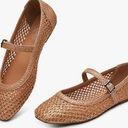 Trary Mary Jane Shoes Women Woven Flats for Women Dressy Ballet Flats Squared Toe Mary Jane Flats Shoes, Size 7