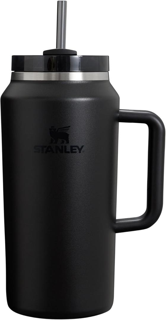 Stanley Quencher H2.0 Tumbler with Handle & Straw 64 oz | Flowstate 3-Position Lid | Large Capacity for Travel & Sports | Insulated Stainless Steel Cup | BPA-Free | Black 2.0