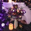 Alupssuc 2 Bundles 22 Heads Large Artificial Halloween Flowers, Fake Flower Arrangement with Spider&Eyeball Decoration, Faux Floral Bouquet for Home Party Decor in Table Centerpieces, Purple&Black