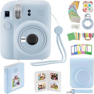 Fujifilm Instax Mini 11 Camera with Fujifilm Instant Mini Film Bundle with Deals Number One Accessories Including Carrying Case, Selfie Lens, Photo Album, Stickers (Blue)