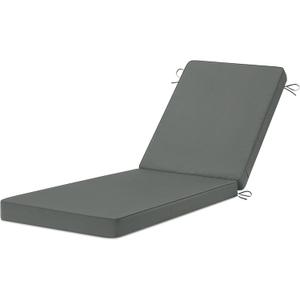 Chaise Lounge Cushions Outdoor, 72"x21"x3" Triple-Waterproof Outdoor Chair Cushions with Removable Cover, 4 Adjustable Ties Lounge Chair Cushions for Outdoor Furniture, Dark Grey (72x21x3 Inch)