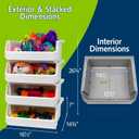 ReadySpace Plastic Containers for Organizing and Storage Bins for Closet, Kitchen, Office, Garage or Pantry Organization, Stackable Bins, Extra Large (14.8" x 16.5" x 7"), 4-Pack, White