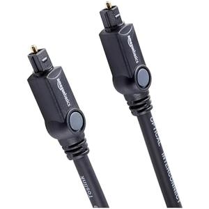 Amazon Basics Toslink Digital Optical Audio Cable, Multi-Channel, for Audio System, Sound Bar, Home Theatre, Gold-Plated Connectors, 6 Foot, Black
