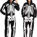 Spooktacular Creations Halloween Skeleton Costume, Unisex Skeleton Costume Jumpsuit Pajama for Adult Halloween Themed Parties L