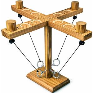 Ring Toss Game for Adults, Wooden Hook and Ring Game, Tabletop & Yard Games for Indoor Outdoor Social Play, Party Games for Family and Friends, Gift Idea
