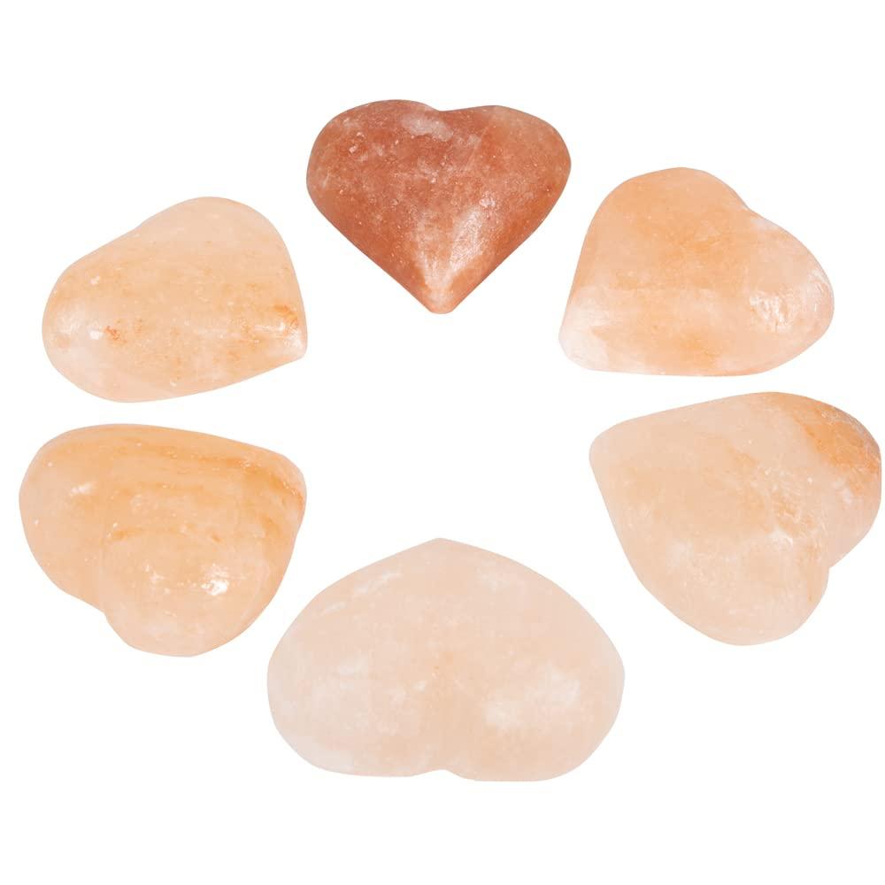 Heart Massage Stone, Pink Crystal Hand-Carved Stone for Massage Therapy, Deodorant and Salt and Sugar Scrubs, 2.75 W x 3 H x 1.5 D (Pack of 6)