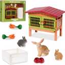 Civaner 11 Pcs Bunny Toys and Playsets Farm World Set Farm Animal Figures Barnyard Carrot Rabbit Hutch Accessories for Kids Ages 3 and Above Learning Educational Toys Birthday Gift