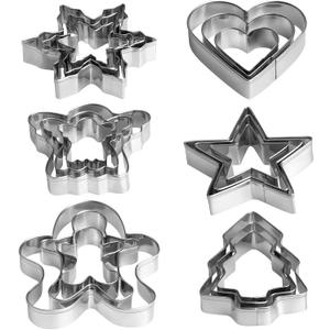 Christmas Cookie Cutter Set - 18 Piece Gingerbread Man, Snowflake, Tree, Heart, Star, Angel Shapes for Holiday Winter Baking