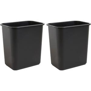 United Solutions 7 Gallon / 28 Quart Space Saving Trash Wastebasket, Fits Under Desk and Small, Narrow Spaces in Commercial, Kitchen, Home Office, and Dorm, Easy to Clean, Black, (WB0338) (Pack of 2)
