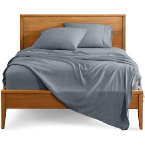 Bare Home Split Head Flex King Sheet Set - 1800 Ultra-Soft Microfiber Bed Sheets - Double Brushed - Deep Pockets - Easy Fit - 4 Piece Set - Bedding Sheets & Pillowcases (Steel Blue)