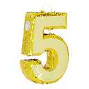 Gold Foil Number 5 Pinata - Pinatas for Birthday Party Table Centerpiece & Game - Easy-Fill Design & 5th Birthday Decorations - Gold, Paper, Small, 15.5 x 10.5 x 3 in