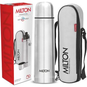 Milton Thermosteel Flip Lid 750, Double Walled Vacuum Insulated Thermos 750 ml | 25 oz | 24 Hours Hot and Cold Water Bottle with Cover, Stainless Steel, BPA Free, Leak Proof | Silver