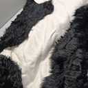 Natural Real Luxury Rabbit Fur Rug Throw Blanket Rug Patchwork Skin Fur Rug Soft Premium Quality Durable Thick Black（55in×63in)