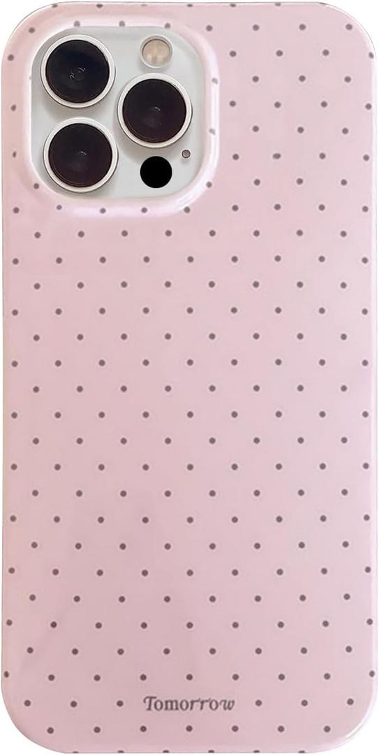 inewateri Compatible for iPhone 16 Pro Case with Cute Fashion Polka Dot Aesthetics Design Simple Case for Soft TPU Slim Protection Case for iPhone 16 Pro-Pink