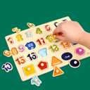 Avery's Choice Magnetic Wooden Number and Shape Recognition Board, Educational Puzzle with 13 Magnetic Pieces, Multicolor Learning Toy for Toddlers 36+ Months, 11.81 x 8.86 Inches
