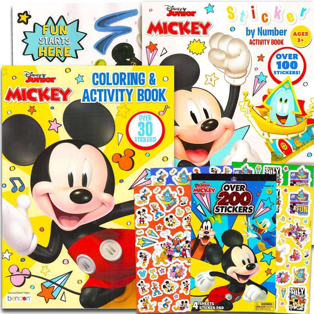Mickey Mouse Coloring Books for Kids Ages 2-4 - Bundle with Mickey Activity Book with 200+ Stickers Plus Mickey Coloring Pages, More | Mickey Activity Book Toddler