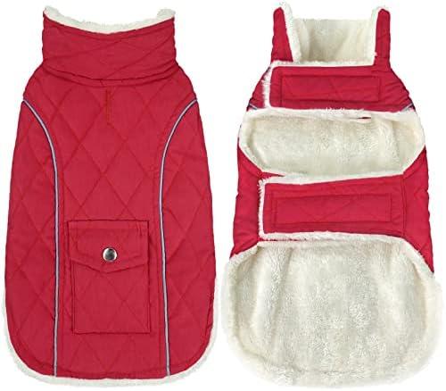 Malier Dog Winter Coat, Large, Red - Windproof, Extra Warm, Reflective Clothes for Large Dogs and Puppy L
