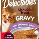 Delectables Lickable Treat Gravy Non-Seafood Wet Cat Treat with Real Chicken & Turkey, Food Topper, Hydrating, Grain-Free, No Fillers, By-Products, Added Preservatives, 1.4oz Pouch, 12ct