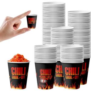 Chili Cook Off Party Supplies, 400 Pack Chili Tasting Bowls Bulk 3oz Disposable Paper Sample Cups, Chili Cook Off Contest Decorations for BBQ Competitions, Festivals, Cookouts, Tailgating (Black)