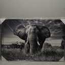 Elephant Picture Wooden Wall Art: African Wild Animals Artwork Framed Painting Print for Living Room (36''W x 24''H,Multi-Sized)