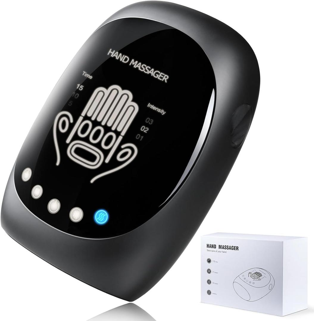 FSA Hand Massager with Heat and Compression for Arthritis Pain Relief, with 5-Finger Individual Therapy, Wrist Support, Fits All Hand Sizes,Rechargeable & Portable(Black)