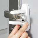 Door Lever Lock 2 Pack, No Drilling ABS Material Door Handle Baby Proof with Strong 3M Adhesive White