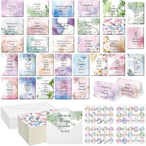 120 Set Inspirational Christian Greeting Cards Bulk with Envelopes Scripture, Inspirational Bible Verse of Christian Greeting Card for Christmas Thanksgiving Birthday Gift, 4 x 6''(Watercolor Flower)