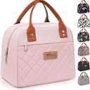 HOMESPON Insulated Lunch Bag for Women Men Adults Lunch Tote with Front Pocket Lunch Box Container Cooler Bag for Work Picnic (Pink)