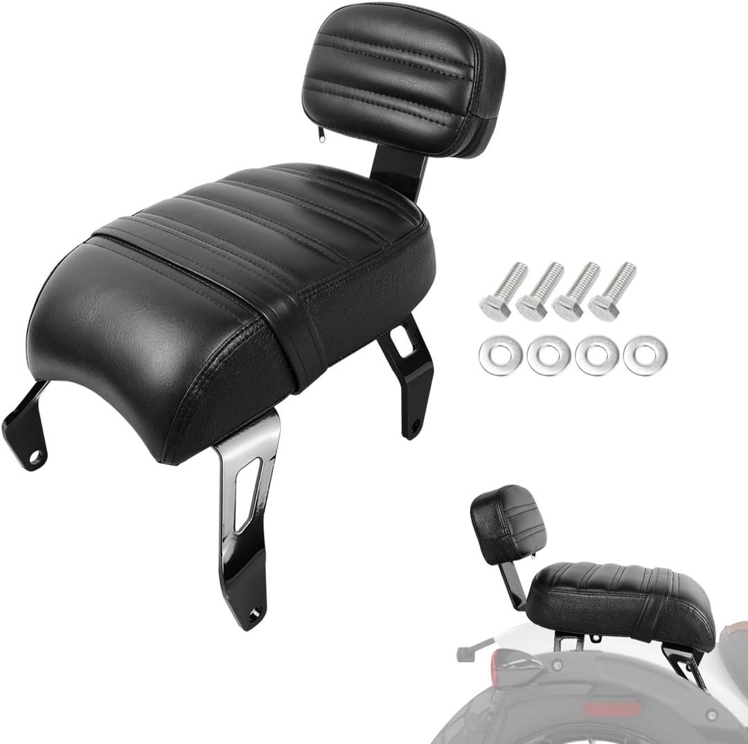 AUFER Detachable Motorcycle Passenger Seat Backrest With Back Rest Cushion Pad Compatible With For 2018-2024 Indian Scout Bobber Rogue Twenty Sixty ABS Replacement For Part Number 2882853-VBA