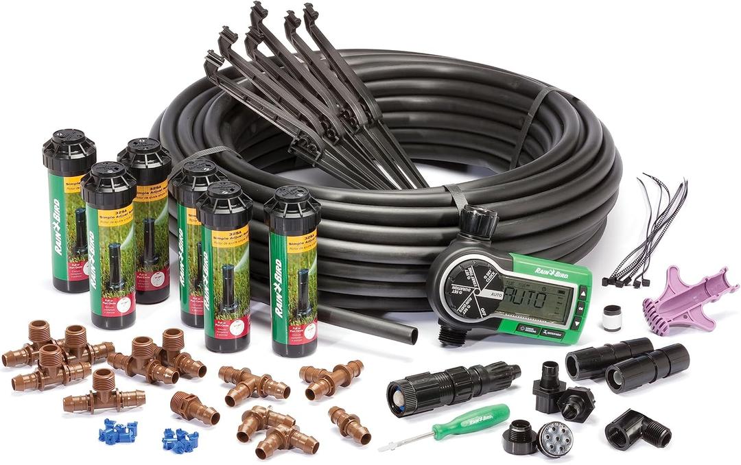 Rain Bird 32ETI DIY Self Install In-Ground Automatic Sprinkler System Kit, Automatic Sprinkler System Kit w/ Timer