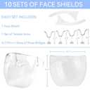 PICcircuit Face Shield Clear Face Shield with Glasses 10 Pack,Plastic Face Mask Face Shields Reusable Protective Guard See Through Goggles for Adults Man and Woman