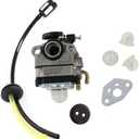 HURI Carburetor with Gasket Primer Bulb Fuel Line Kit for Yardman Y26SS Y26CO YM26SS YM26BC YM26CO YM26CS Trimmers