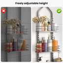 Shower Caddy Hanging (Silver), Adjustable Anti-Swing-Over The Shower Head Caddy, 3 Tier Height Bathroom Storage Organizer Bathroom Shelves Basket Rack Shower Caddies (3Tier)