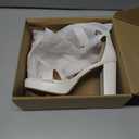 Platform Heels for Women 4-Inch Ankle Strap Open Toe Sandals Wedding Party Dress Shoes Wide Feet Friendly (Runs Large, Size Down) (7.5 Wide, White)