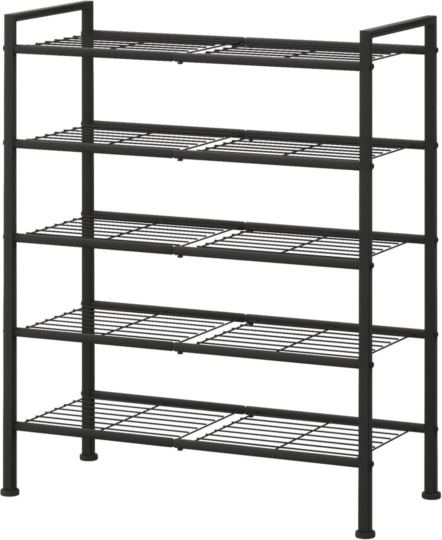 5-Tier Shoe Rack,Metal Simple Shoe Storage Organizer Utility Shelf for Closet,Entryway, Bedroom,Small Spaces (Black, 5 Tier)