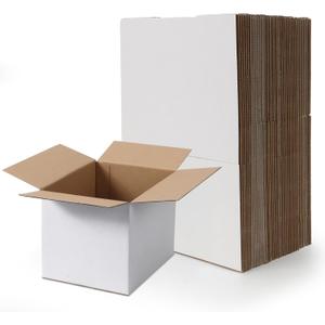 RLAVBL 8x6x6 Shipping Boxes Set of 40, White Corrugated Cardboard Box for Packing, Mailing, Business