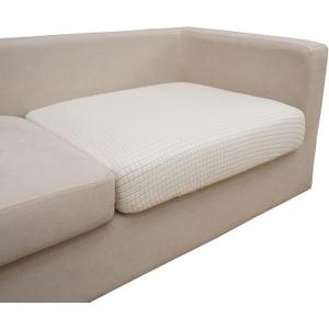 Eismodra Couch Cushion Covers Magic Stretch Sofa Slipcover for Cushion Couch Dogs Pet L Seat Replacement Furniture Protector, Cream White Length 25-37 inches, (Only 1 Piece)