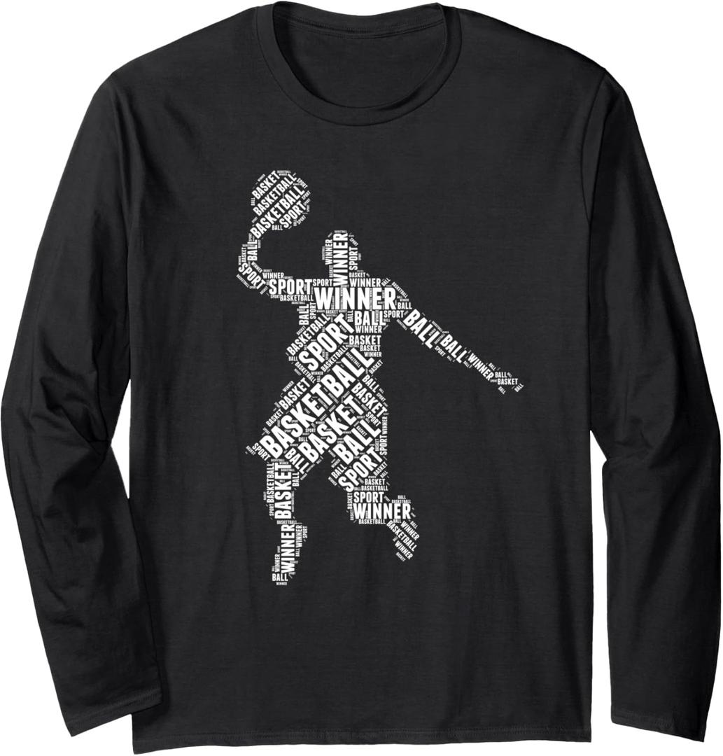 basketball t shirt word cloud typography t shirt Long Sleeve T-Shirt Size S/P/CH