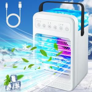 Portable Air Conditioner, Touch Screen Personal Evaporative Air Cooler, 4-Speed Mini Air Conditioner, 2 Cool Mists & 3 Timers Quiet Portable AC Unit Fan Desktop Cooling Fan for Room Camping Car Office