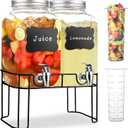 2 Gallon Glass Drink Dispensers For PartiesLemonade Beverage Dispenser With Stand And Spigot For BBQ, Picnic, Party,Laundry Detergent Dispenser