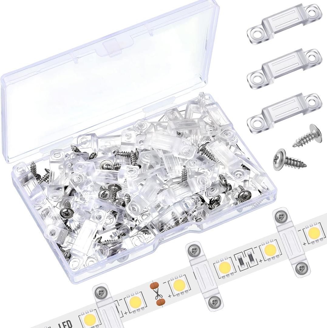 Qunclay 900 Pcs LED Light Strip Clips Clear Strip Light Mounting Brackets LED Holder Clamp Outdoor with Screws 12 mm Wide for Holidays Party Decor Ip67/68