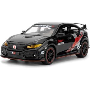 1/32 Toy Car for Civic Type-R Diecast Toy Vehicle Metal Pull Back Model Car with Light and Sound for Kids Adults Gift(Black)