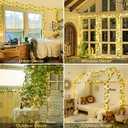 JMEXSUSS 33Ft Vines with Lights Battery Operated, 100 LED Ivy Vines with Fairy Lights Leaf with Remote for Bedroom Wall Classroom Dorm Wedding Birthday Party Decor(Warm White)