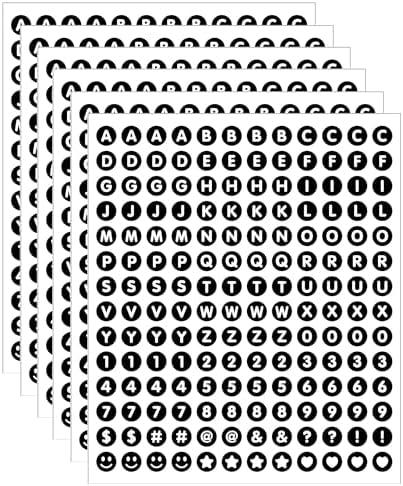 Pack Of 7, 6 Sheets Letter Stickers 1008 Alphabet Stickers, 0.5 inch Self Adhesive Vinyl Letters Numbers Kit, YTPZCL Mailbox Numbers Sticker for Mailbox, Signs, Window, Door,Cars,Trucks,Business,Address Number