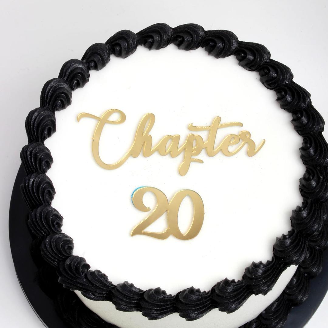 Q152 Chapter 20 Cake Topper  Acrylic Black 20th Birthday Cake Toppers, Number 20 twenty Birthday Cake Pick for Girls & Boys, Cheers to 18 Years Old 18th Birthday Wedding Anniversary