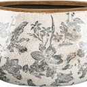 9.8 Inch Large Vintage Ceramic Planter Ice Crack Glaze Gray Floral Flower Pot with Drainage Holes Rustic Country Plant Pots Decorative Gifts for Home Kitchen Office Indoor Outdoor Plants