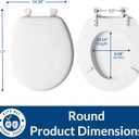 Mayfair Athens Toilet Seat, Easy Clean Hinges and Durable Wood Seat, Round, White